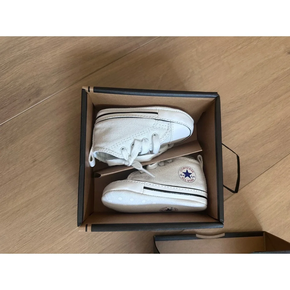 Converse Chuck Taylor All Star First Star White Canvas Crib Shoes Size 2 88877